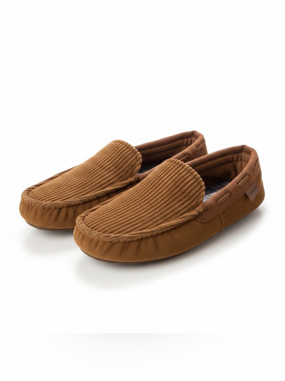 DEARFOAM Brown Corduroy Women’s Slip-On Slippers moccasin house shoes size 9-10